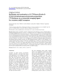 18F-Niofene) As a Potential Imaging Agent for Nicotinic Α4β2 Receptors