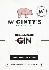 Drinks Menu Gin