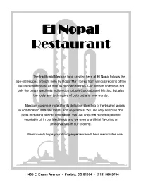 El Nopal - Dinner Menu.Pdf