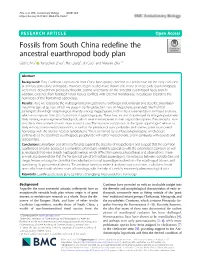 Fossils from South China Redefine the Ancestral Euarthropod Body Plan Cédric Aria1 , Fangchen Zhao1, Han Zeng1, Jin Guo2 and Maoyan Zhu1,3*