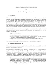 Sources of International Law: an Introduction
