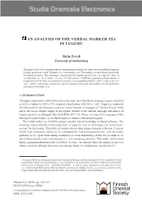 An Analysis of the Verbal Marker Tsa in Luguru