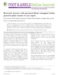 Bosworth Fracture with Proximal Fibula Entrapped Within Posterior Pilon Variant: a Case Report