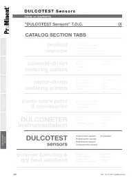 DULCOTEST Sensors Table of Contents