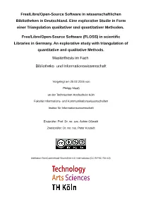 Free/Libre/Open-Source Software in Wissenschaftlichen Bibliotheken in Deutschland