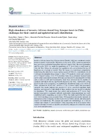 High Abundance of Invasive African Clawed Frog Xenopus Laevis in Chile: Challenges for Their Control and Updated Invasive Distribution