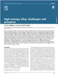 High-Entropy Alloy: Challenges and Prospects