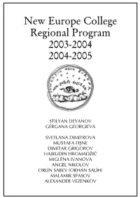 New Europe College Regional Program 2003-2004 2004-2005