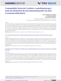 Noiva Do Cordeiro Community: Contributions from Elements of a System Based on Substantive Economy