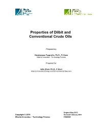 Properties of Dilbit and Conventional Crude Oils