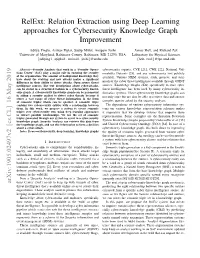 Relext: Relation Extraction Using Deep Learning Approaches for Cybersecurity Knowledge Graph Improvement