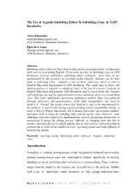 The Use of Aegisub Subtitling Editor in Subtitling Class in IAIN Surakarta