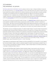 US Constitution First Amendment: an Overview