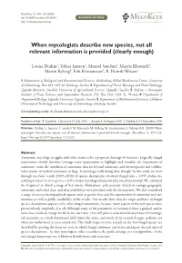 ﻿When Mycologists Describe New Species, Not All Relevant