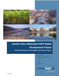 Zumbro River Watershed HSPF Model Development Project Report