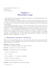 Chapter 1 Elementary Logic