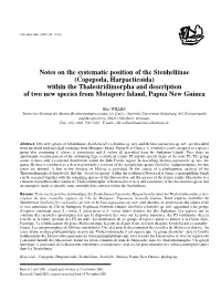 Copepoda, Harpacticoida) Within the Thalestridimorpha and Description of Two New Species from Motupore Island, Papua New Guinea
