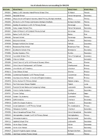 List of Schools That Are Not Consulting for 2019/20