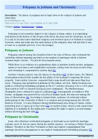 Polygamy in Judaism and Christianity