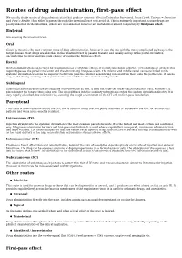 Routes of Drug Administration, First-Pass Effect