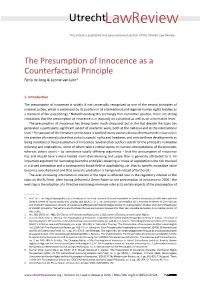 The Presumption of Innocence As a Counterfactual Principle Ferry De Jong & Leonie Van Lent*