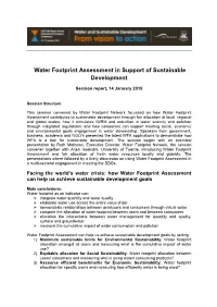 Water Footprint Assessment in Support of Sustainable Development