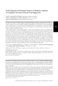 18 Technological and Human Factors of Malware Attacks