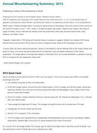 Annual Mountaineering Summary: 2013