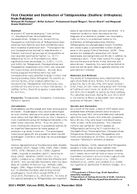 First Checklist and Distribution of Tettigonioidea (Ensifera: Orthoptera)