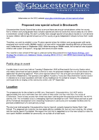 Proposed New Special School in Brockworth Public Drop-In Event Location