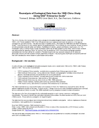 Reanalysis of Ecological Data from the 1989 China Study Using SAS® Enterprise Guide® Thomas E