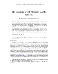 The Standard GTAP Model in GAMS, Version 7