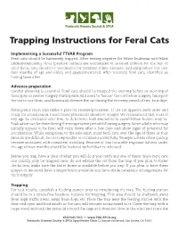 Trapping Instructions for Feral Cats