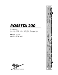 2-Channel 24 Bit, 192 Khz, AD/DA Converter User's Guide
