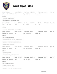 Arrest Report - 2016