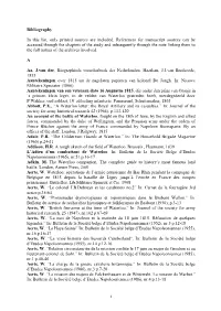 Bibliography in This List, Only Printed Sources Are