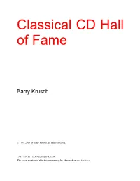Classical CD Hall of Fame