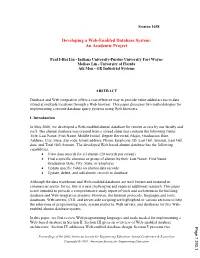 Developing a Web Enabled Database System: an Academic Project