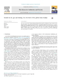 Gender in Oil, Gas and Mining an Overview of the Global State-Of-Play