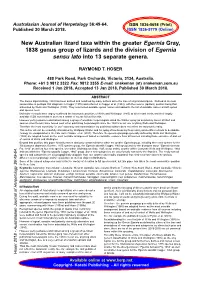 Hoser, R. T. 2018. New Australian Lizard Taxa Within the Greater Egernia Gray, 1838 Genus Group Of