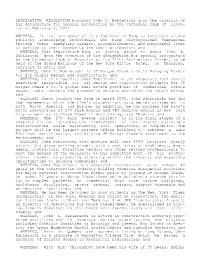 LEGISLATIVE RESOLUTION Honoring John L. Babieracki Upon The