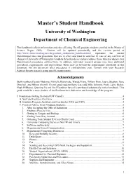 Master's Student Handbook University Of