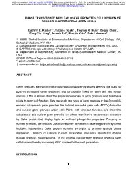 Phase Transitioned Nuclear Oskar Promotes Cell Division of Drosophila Primordial Germ Cells