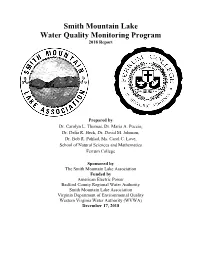 Smith Mountain Lake Water Quality Monitoring Program 2018 Report
