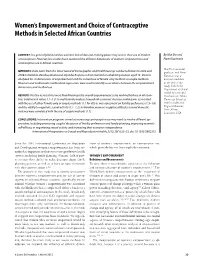 Women's Empowerment and Choice of Contraceptive Methods In
