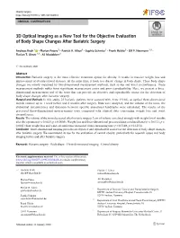 3D Optical Imaging As a New Tool for the Objective Evaluation of Body Shape Changes After Bariatric Surgery