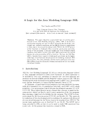 A Logic for the Java Modeling Language JML