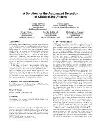 A Solution for the Automated Detection of Clickjacking Attacks
