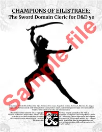 CHAMPIONS of EILISTRAEE: the Sword Domain Cleric for D&D 5E