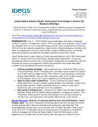 Coast Hotels Selects Ideas' Automated Technology to Evolve Its